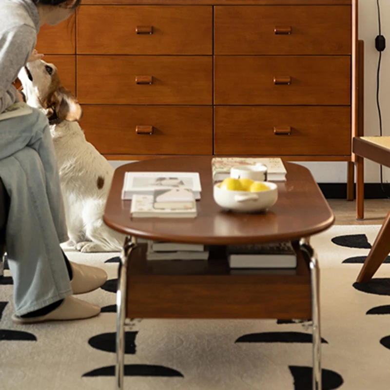 Traditional Vintage Oval Fir Wood Rubberwood Plywood Stainless Steel End Table 4-Leg 1-Drawer For Living Room