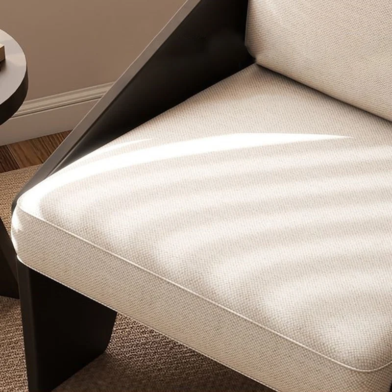 Modern Mid-century Cotton Linen Fabric Oil Wax Leather Plywood Sponge Rectangular Sofa Backrest Armrest For Living Room
