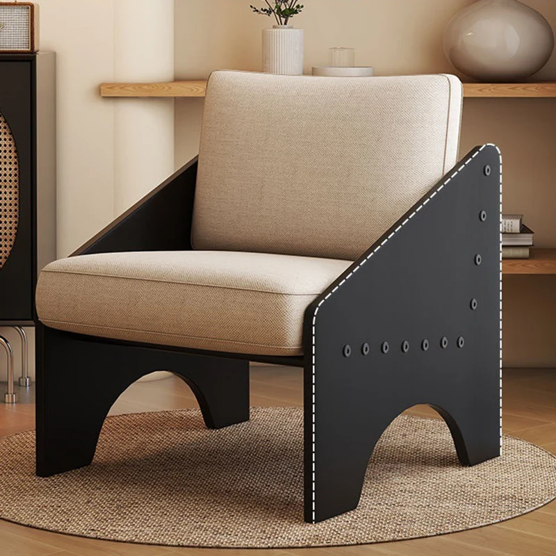 Modern Mid-century Cotton Linen Fabric Oil Wax Leather Plywood Sponge Rectangular Sofa Backrest Armrest For Living Room