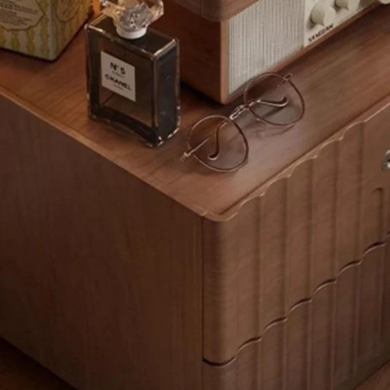 Contemporary Nordic Rectangular Rubberwood Pine Wood Tempered Glass Zinc Alloy Nightstand 2-Drawer For Bedroom