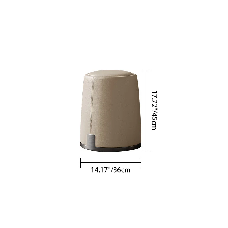 Modern Minimalist Round Microfiber Leather Plywood Stainless Steel Sponge Low Stool Backless Armless For Living Room