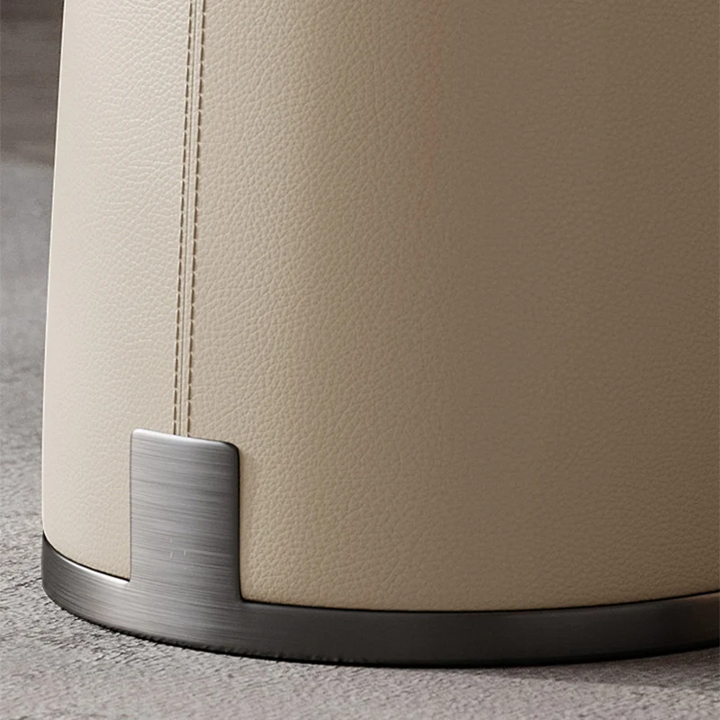 Modern Minimalist Round Microfiber Leather Plywood Stainless Steel Sponge Low Stool Backless Armless For Living Room