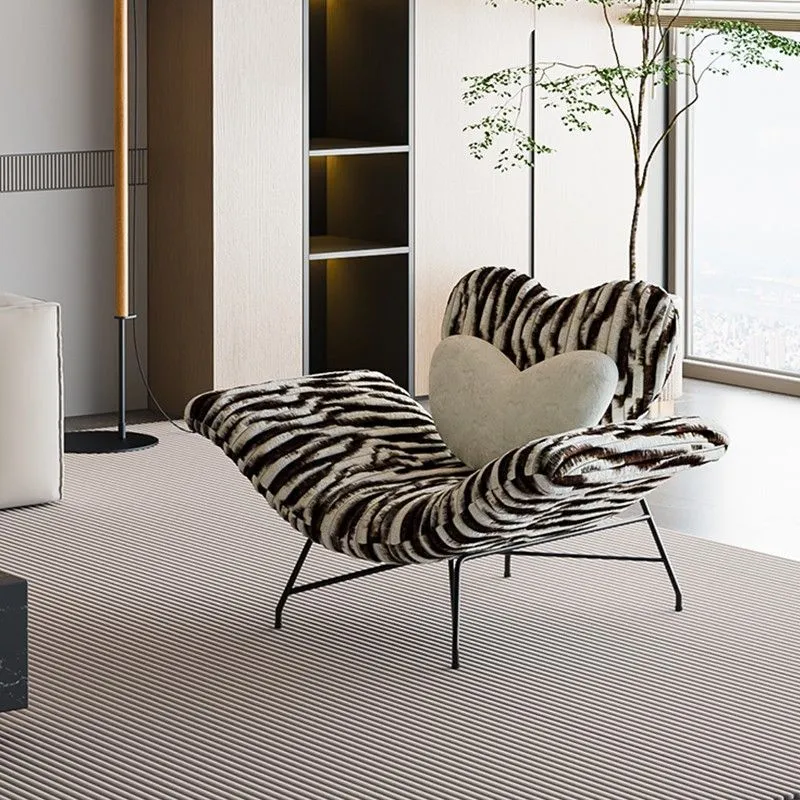 Contemporary Creative Detachable Heart Iron Faux Angora Sponge PP Cotton Accent Chair Backrest Armless For Living Room
