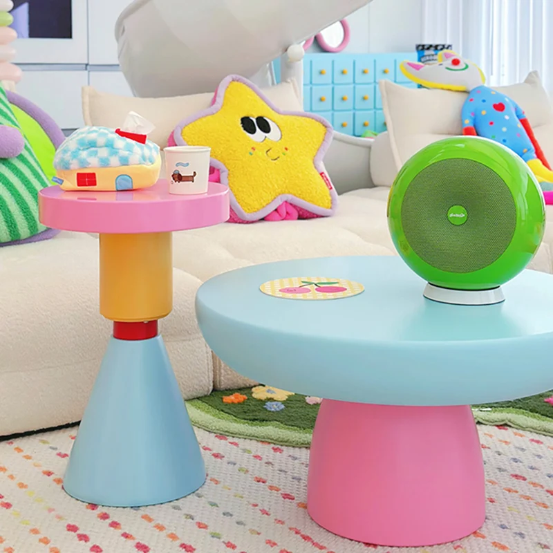 Contemporary Creative Plywood Round Kids End Table 1-Tier For Living Room
