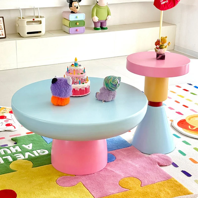 Contemporary Creative Plywood Round Kids End Table 1-Tier For Living Room