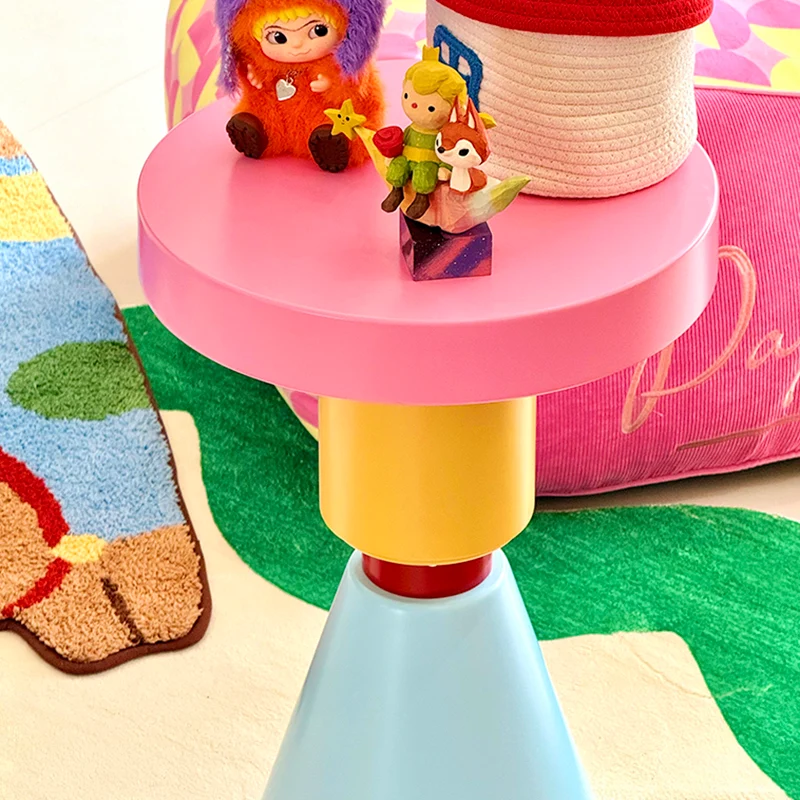 Contemporary Creative Plywood Round Kids End Table 1-Tier For Living Room