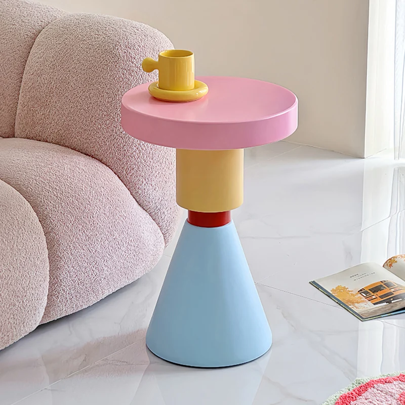 Contemporary Creative Plywood Round Kids End Table 1-Tier For Living Room