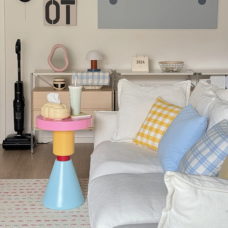 Contemporary Creative Plywood Round Kids End Table 1-Tier For Living Room