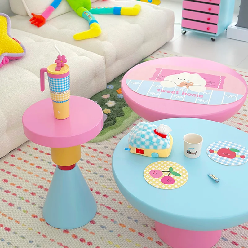 Contemporary Creative Plywood Round Kids End Table 1-Tier For Living Room