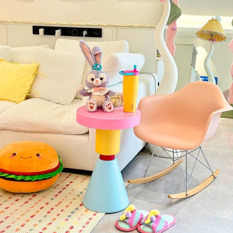 Contemporary Creative Plywood Round Kids End Table 1-Tier For Living Room