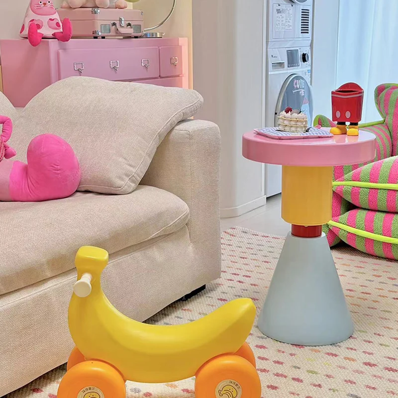 Contemporary Creative Plywood Round Kids End Table 1-Tier For Living Room