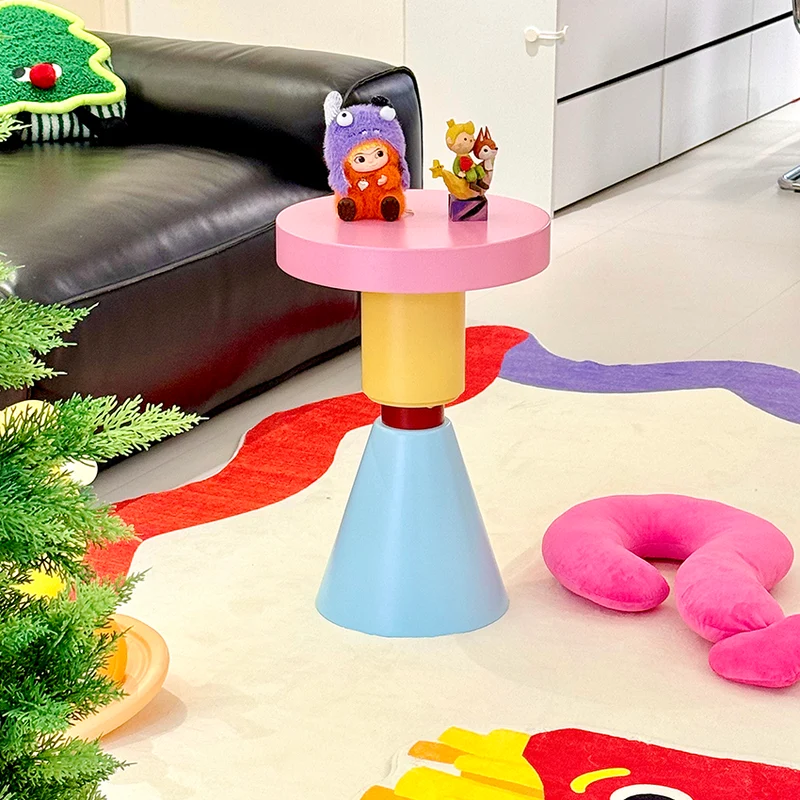 Contemporary Creative Plywood Round Kids End Table 1-Tier For Living Room