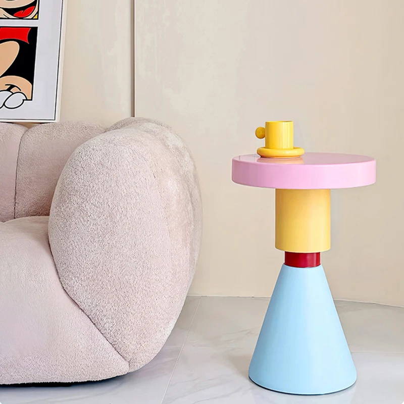Contemporary Creative Plywood Round Kids End Table 1-Tier For Living Room