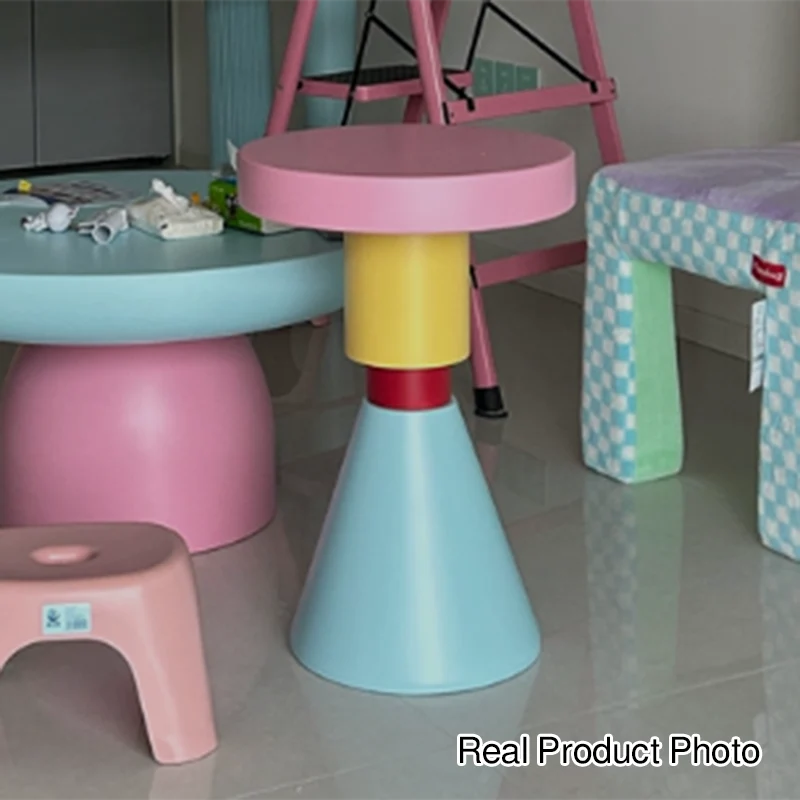 Contemporary Creative Plywood Round Kids End Table 1-Tier For Living Room