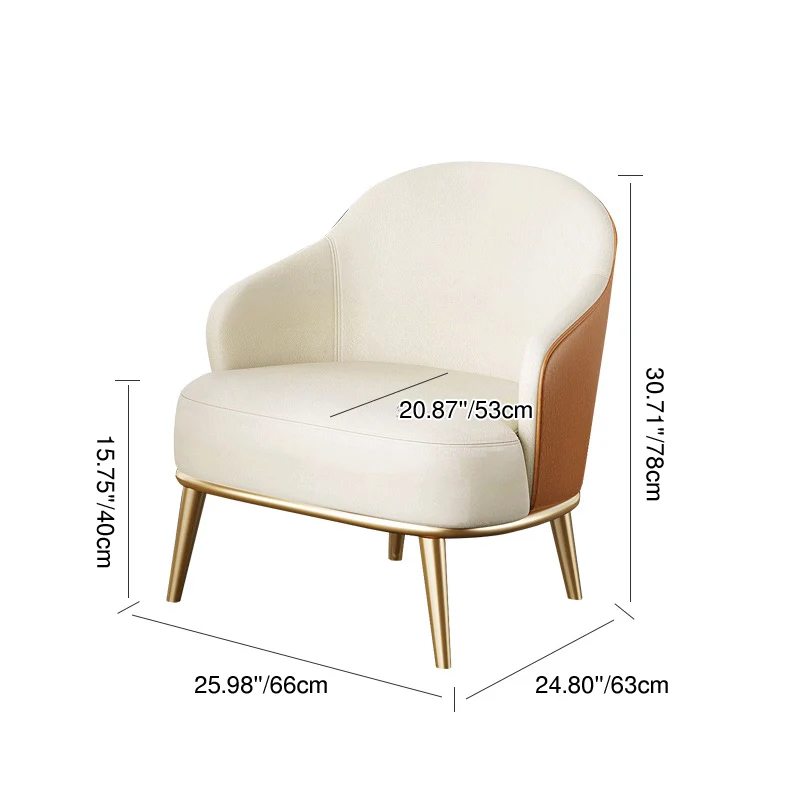 Contemporary Scandinavian Arc Solid Wood Carbon Steel Leather Sponge Accent Chair Backrest Armrest For Home Office