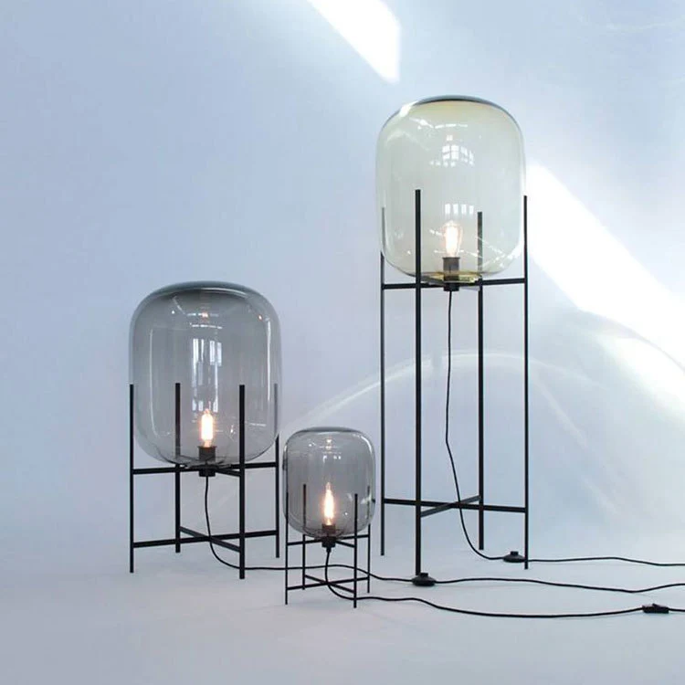 Rounded Full Curved Glass 1-Light Standing Floor Lamp With Metal Base - Creative Stylish Accent Lighting For Living Room