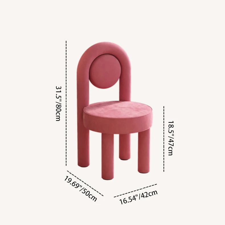 Modern Minimalist Arched Round Suede Fabric Carbon Steel Foam Vanity Stool Backrest Armless For Bedroom