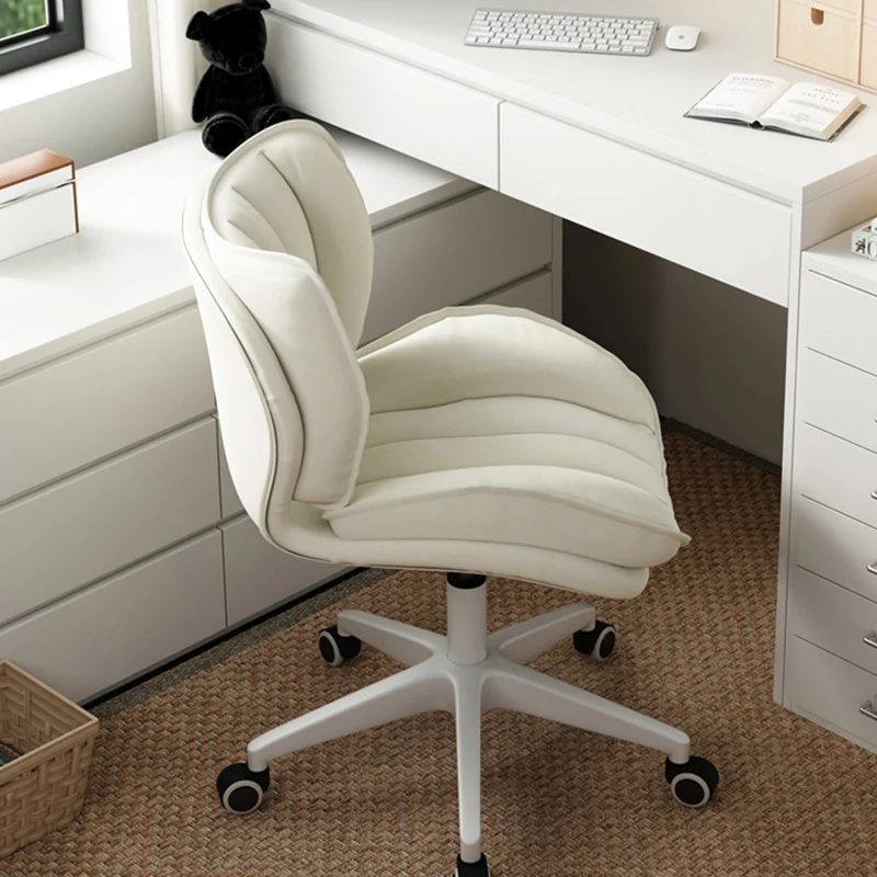 Modern Minimalist Square-Striped Iron Faux Leather Foam Desk Chair Adjustable Removable Backrest Armless For Home Office
