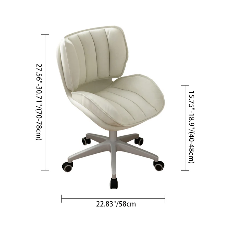 Modern Minimalist Square-Striped Iron Faux Leather Foam Desk Chair Adjustable Removable Backrest Armless For Home Office