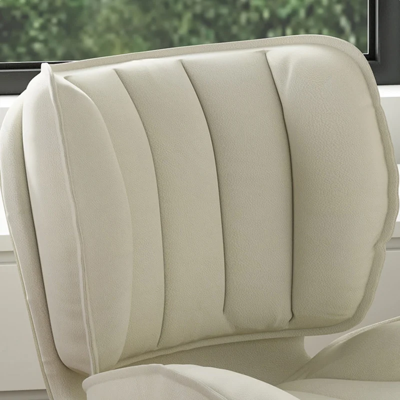 Modern Minimalist Square-Striped Iron Faux Leather Foam Desk Chair Adjustable Removable Backrest Armless For Home Office