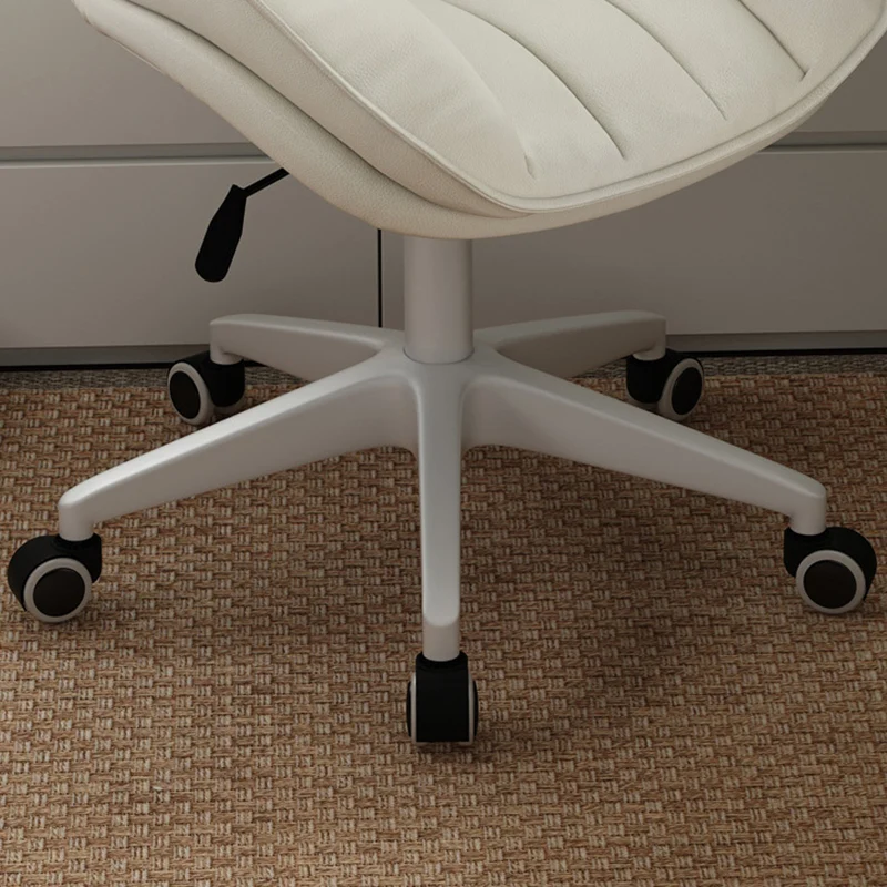 Modern Minimalist Square-Striped Iron Faux Leather Foam Desk Chair Adjustable Removable Backrest Armless For Home Office