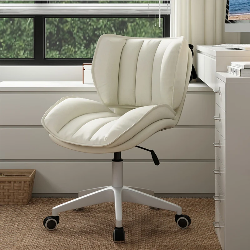 Modern Minimalist Square-Striped Iron Faux Leather Foam Desk Chair Adjustable Removable Backrest Armless For Home Office