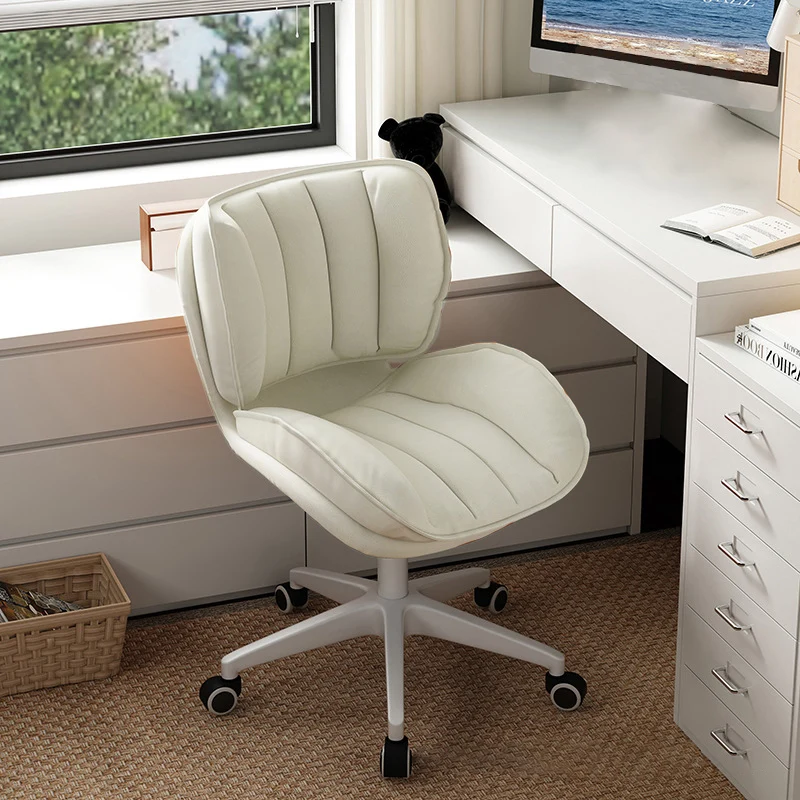 Modern Minimalist Square-Striped Iron Faux Leather Foam Desk Chair Adjustable Removable Backrest Armless For Home Office