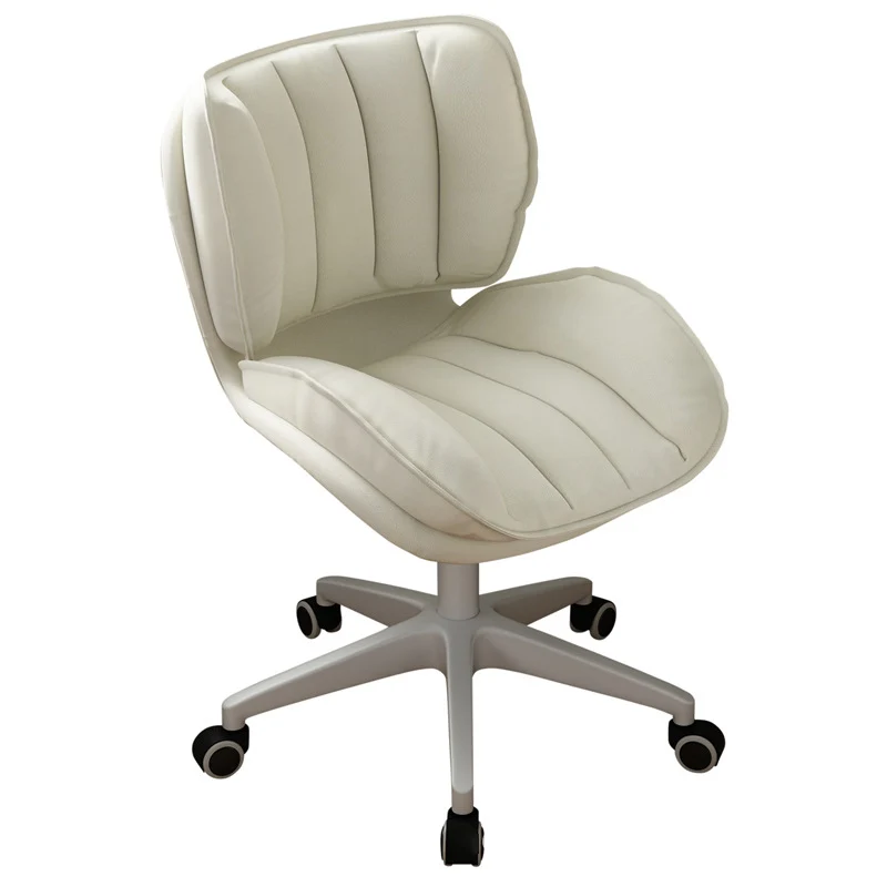 Modern Minimalist Square-Striped Iron Faux Leather Foam Desk Chair Adjustable Removable Backrest Armless For Home Office
