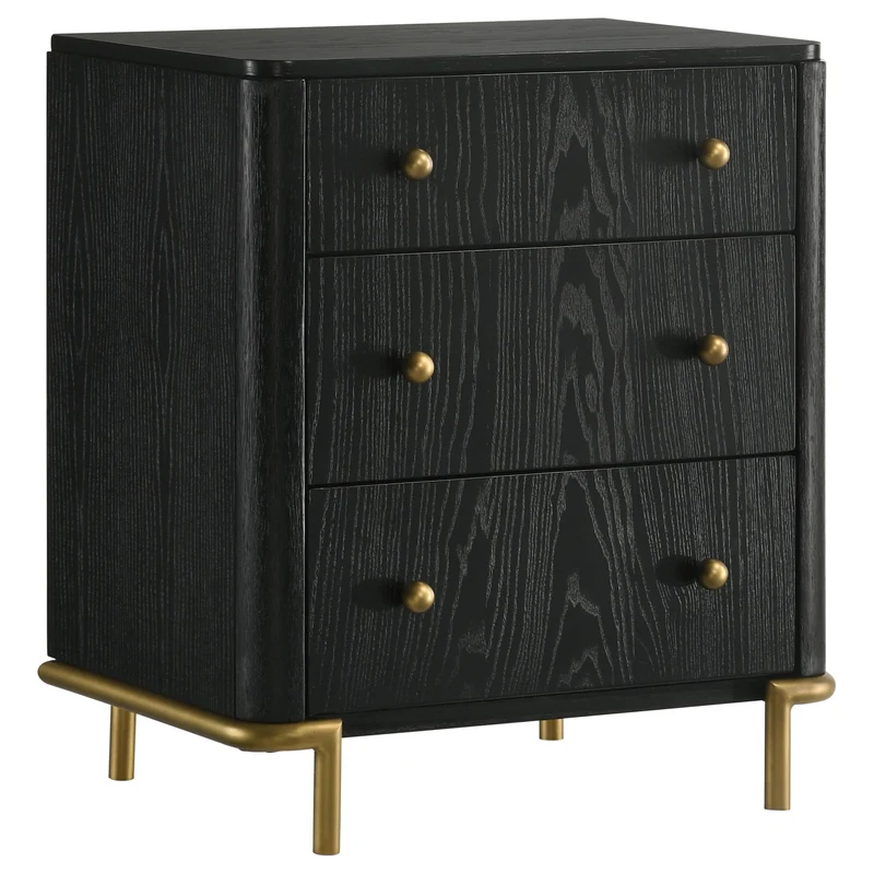 Coaster Furniture Arini 224332 3-Drawer Nightstand - Black