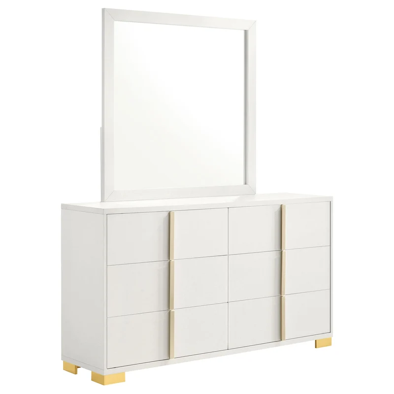 Coaster Furniture Marceline 222933M 6-Drawer Dresser with Mirror - White