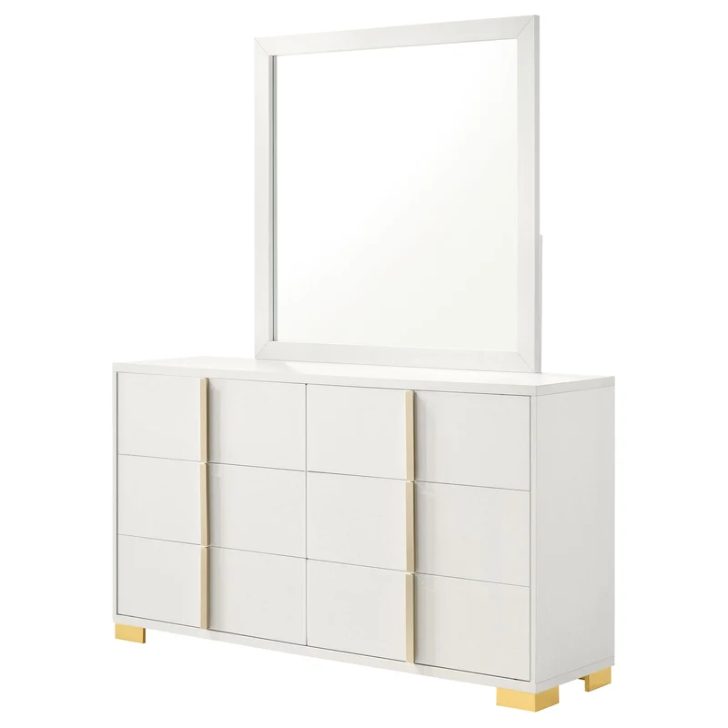 Coaster Furniture Marceline 222933M 6-Drawer Dresser with Mirror - White