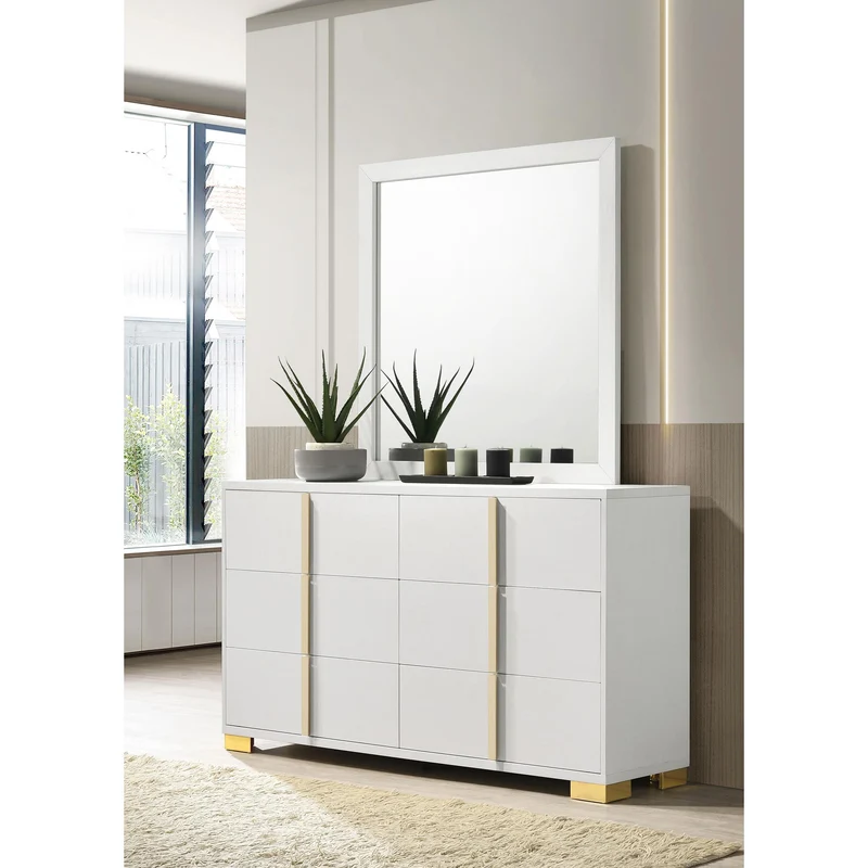 Coaster Furniture Marceline 222933M 6-Drawer Dresser with Mirror - White