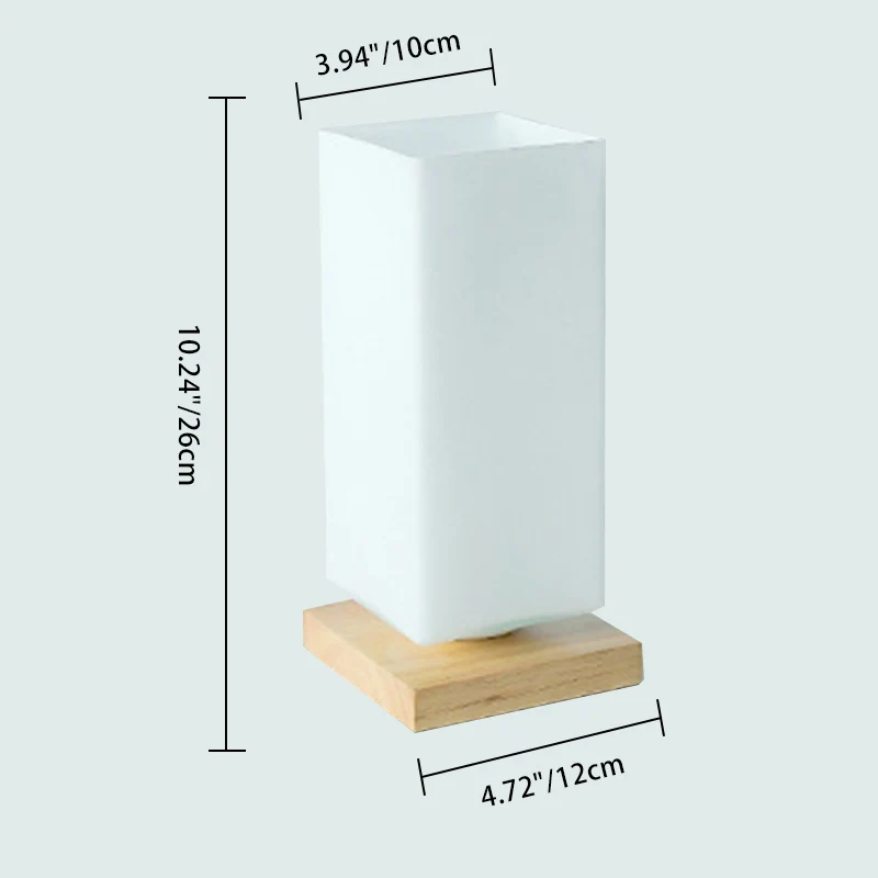 Modern Minimalist Cylindrical Square Wooden Glass LED Table Lamp For Bedroom