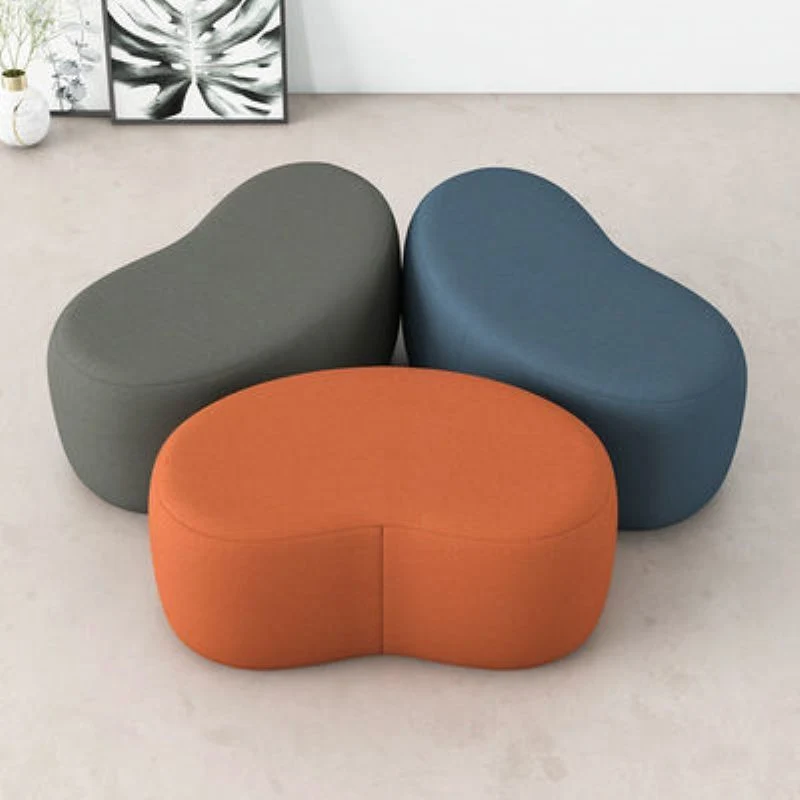 Modern Minimalist Synthetic Fabric Sponge Plywood Crescent Shape Low Stool Armless For Living Room