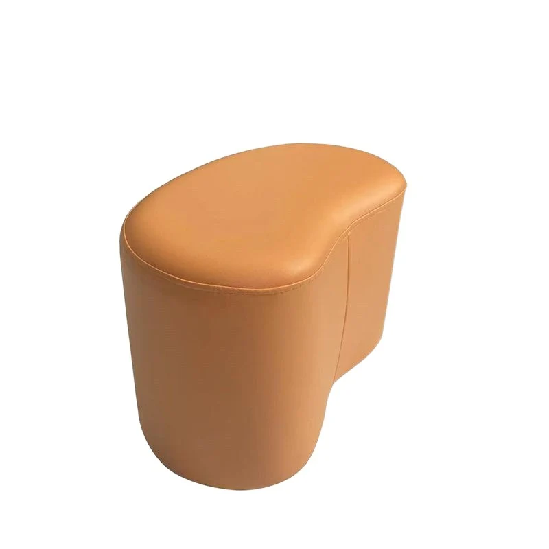 Modern Minimalist Synthetic Fabric Sponge Plywood Crescent Shape Low Stool Armless For Living Room