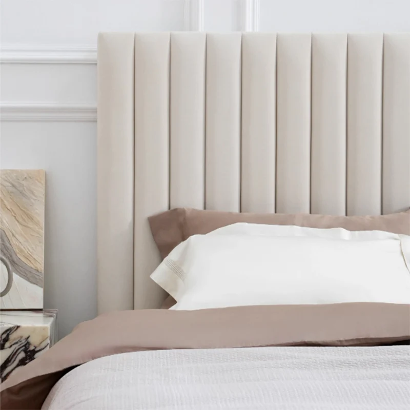 White Vertical Channel Tufted Headboard Bed Frame - French-Style Soft Upholstery & Clean Edge Bed For Your Bedroom