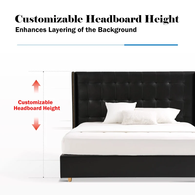 Modern Cream Soft Upholstered Headboard Fabric Bed Frame - Minimalist Elegant Clean Edges Bed For Your Bedroom
