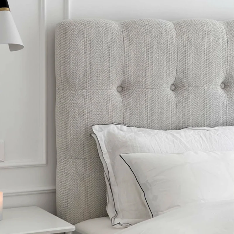 Modern Cream Soft Upholstered Headboard Fabric Bed Frame - Minimalist Elegant Clean Edges Bed For Your Bedroom
