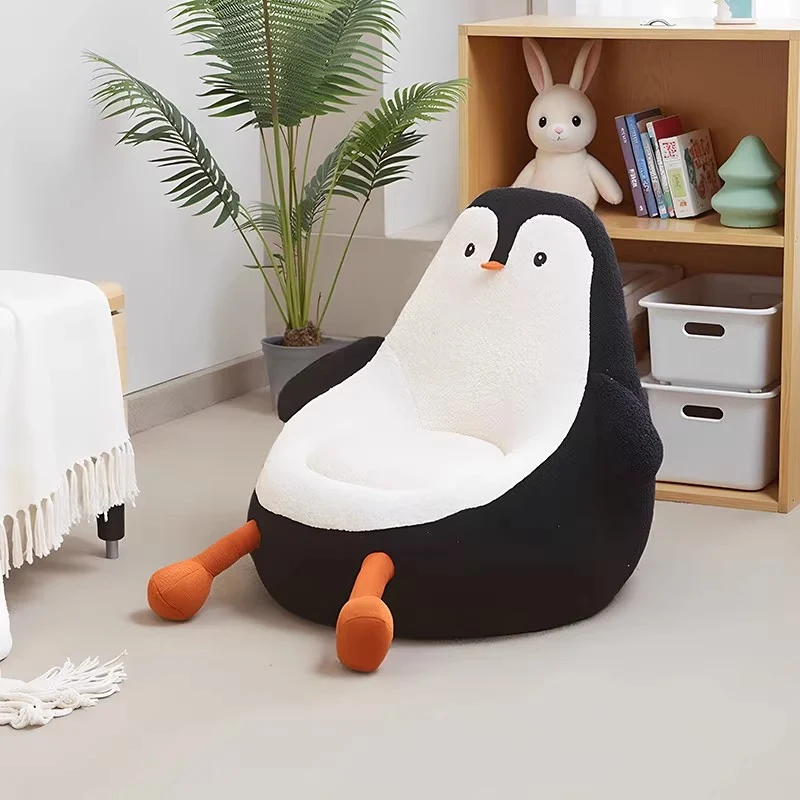 Contemporary Creative Kids Avocado-shaped Penguin-shaped Sponge Sherpa Fabric Accent Chair Backrest Armless For Living Room