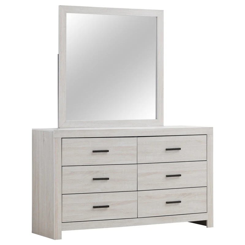 Coaster Furniture Brantford 207053M 6-Drawer Dresser with Mirror - Coastal White