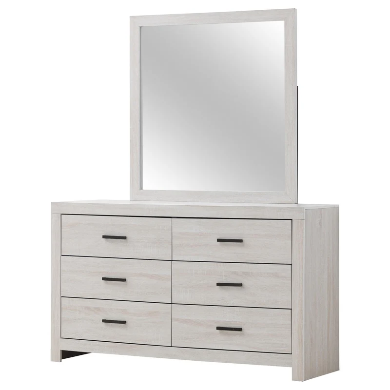 Coaster Furniture Brantford 207053M 6-Drawer Dresser with Mirror - Coastal White