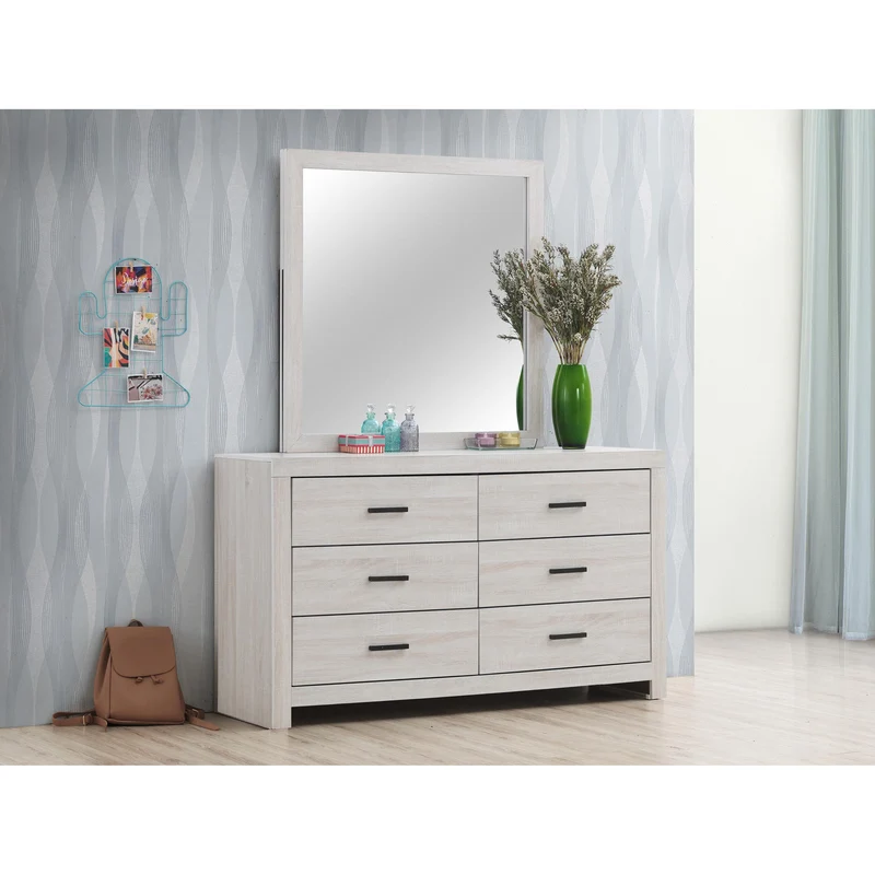 Coaster Furniture Brantford 207053M 6-Drawer Dresser with Mirror - Coastal White