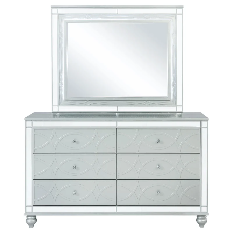 Coaster Furniture Gunnison 223213M 6-Drawer Dresser with Mirror - Silver Metallic