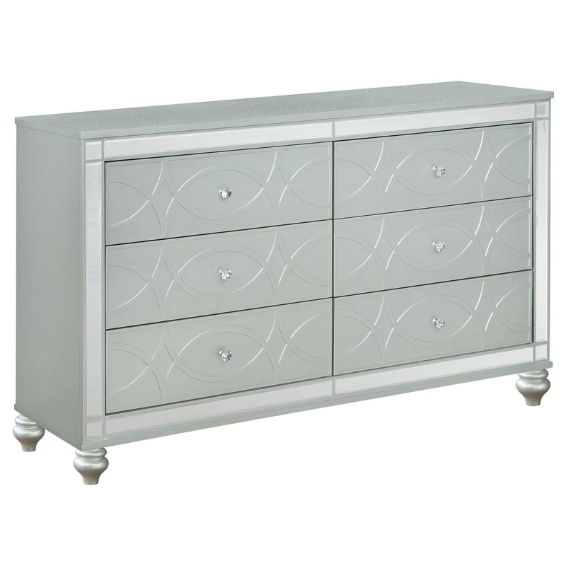 Coaster Furniture Gunnison 223213 6-Drawer Dresser - Silver Metallic