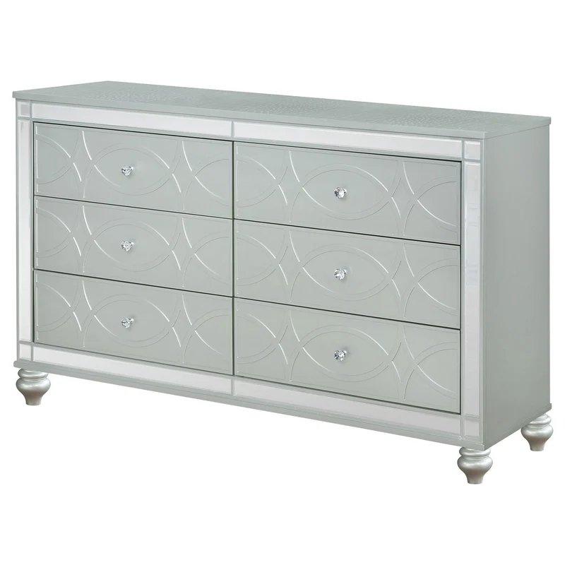Coaster Furniture Gunnison 223213 6-Drawer Dresser - Silver Metallic
