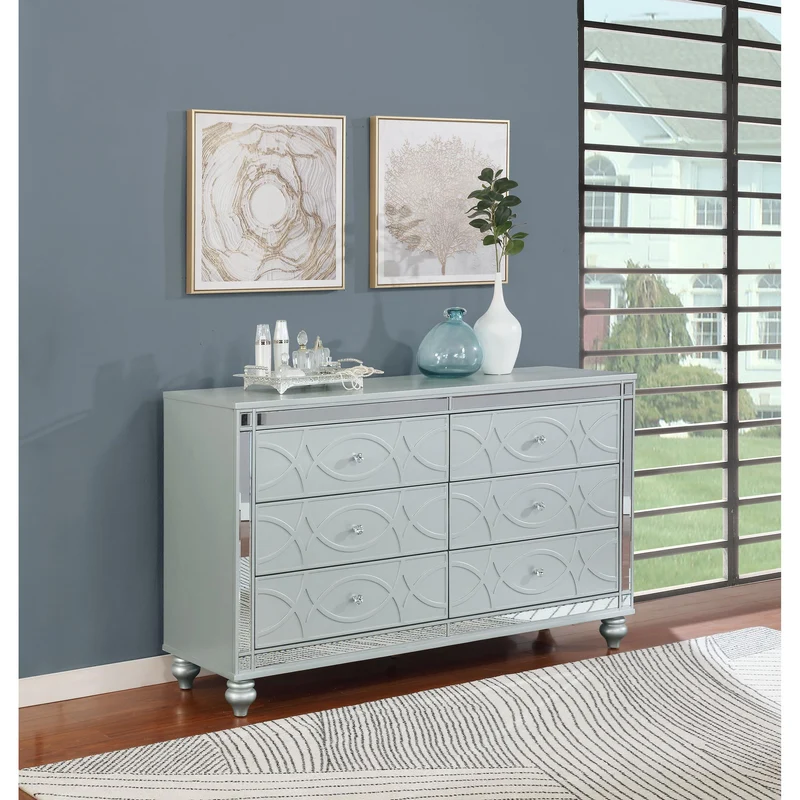 Coaster Furniture Gunnison 223213 6-Drawer Dresser - Silver Metallic
