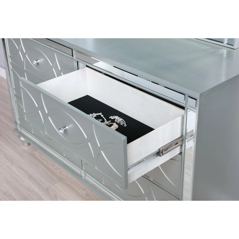 Coaster Furniture Gunnison 223213 6-Drawer Dresser - Silver Metallic