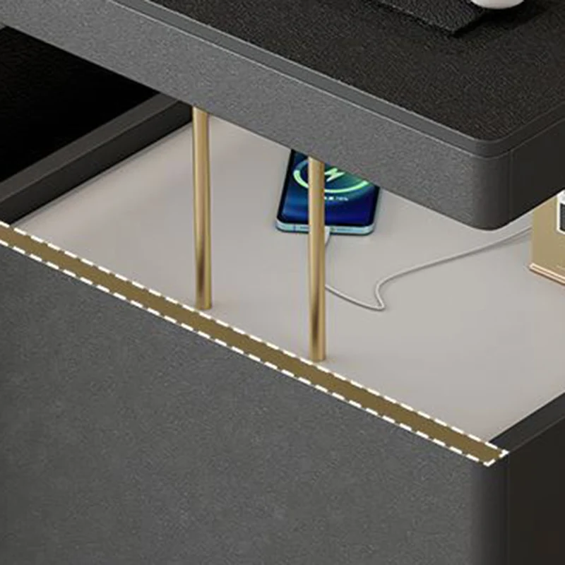 Modern Minimalist Plywood Basalt Turquoise Square Movable End Table 2-Tier For Living Room