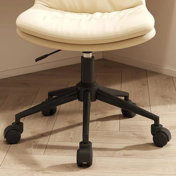 Modern Minimalist Faux Nappa Leather Sponge Steel Base Square Desk Chair Adjustable Backrest Armless Swivel For Home Office