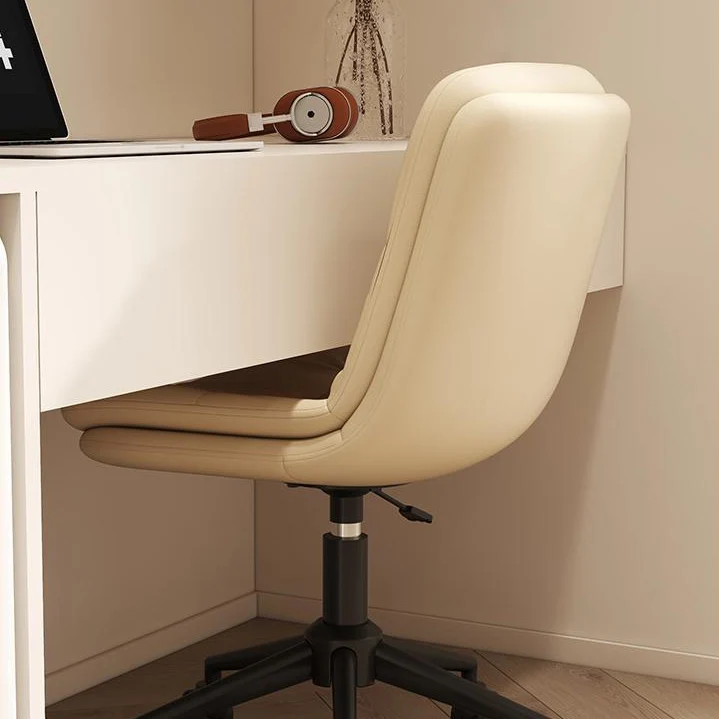 Modern Minimalist Faux Nappa Leather Sponge Steel Base Square Desk Chair Adjustable Backrest Armless Swivel For Home Office
